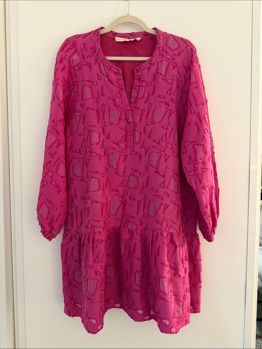 Marie Oliver Fuchsia Textured Tiered Mini Dress